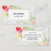 Boho Wasserfarbe Blume auf grauem Marmor Visitenkarte (Vorne/Hinten)