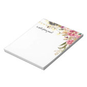 Boho Wasserfarbe Blume und Feathers Personalisiert Notizblock (Rotiert)