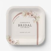Boho-Wasserfarbe-Blumen- Moderne Bogen-Brautjungge Pappteller (Vorderseite)