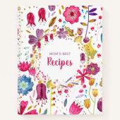Boho Wasserfarbe Blumenreath Custom Text Rezept Notizblock (Vorderseite)