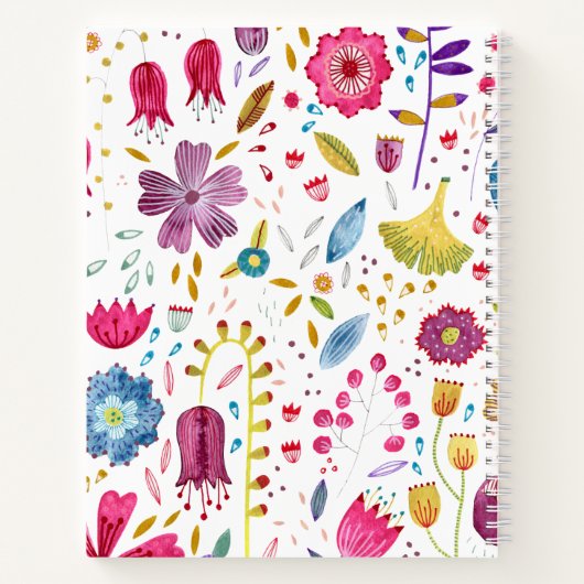 Boho Wasserfarbe Blumenreath Custom Text Rezept Notizblock (Rückseite)