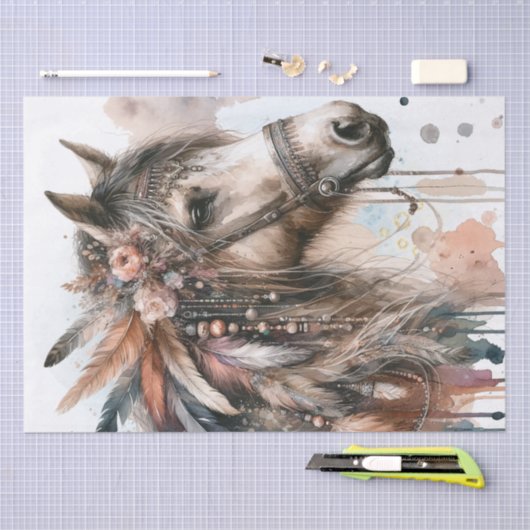 Boho Wasserfarbe Blumenzauber Pferdegewebe Papier (Handwerk)