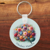 Boho Wasserfarbe Blumenzettel Schlüsselanhänger (Vorderseite)