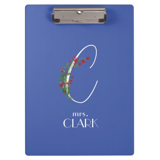 Boho Wasserfarbe Botanik Buchstabe C Klemmbrett (Vorderseite)