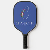 Boho Wasserfarbe Botanik Buchstabe C Pickleball Schläger (Vorderseite)