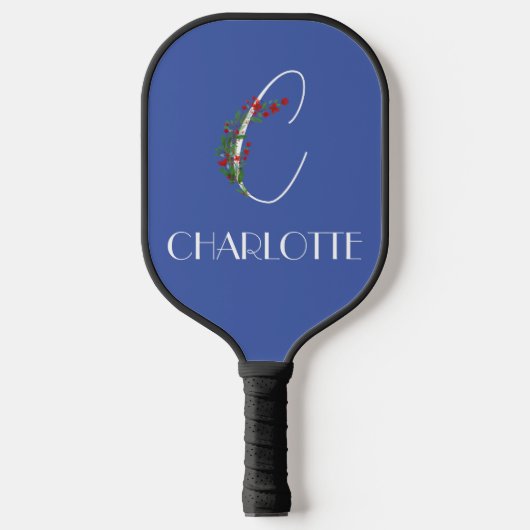 Boho Wasserfarbe Botanik Buchstabe C Pickleball Schläger (Vorderseite)