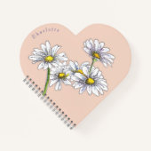 Boho-Wasserfarbe-Daisy-Pfirsich-Herz-Weihnachtsges Notizblock (Vorderseite)