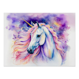 Boho-Wasserfarbe Elegantes Einhorn Poster