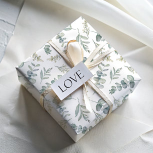 Boho-Wasserfarbe-Eukalyptus-Grünzeug-Hochzeit Geschenkpapier