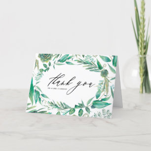 Boho-Wasserfarbe-Eukalyptus- und Sukkulentenrahmen Dankeskarte