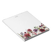 Boho Wasserfarbe Fall Rot und violette Blumen Notizblock (angewinkelt)