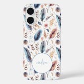 Boho-Wasserfarbe-Feder-Blumenmuster Personalized Case-Mate iPhone Hülle (Rückseite)