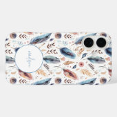 Boho-Wasserfarbe-Feder-Blumenmuster Personalized Case-Mate iPhone Hülle (Rückseite (Horizontal))