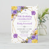 Boho Wasserfarbe Frühlingsblumen Rahmen 50. Geburt Einladung (Stehend Vorderseite)