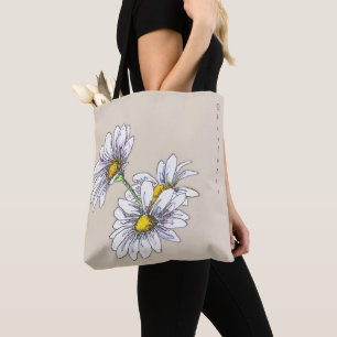 Boho-Wasserfarbe-Gänseblümchen-Blumen-Beige-Weihna Tasche