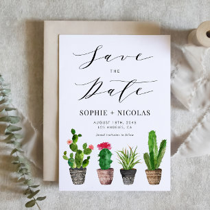 Boho Wasserfarbe gegossene Kakteen und Sukkulents- Save The Date