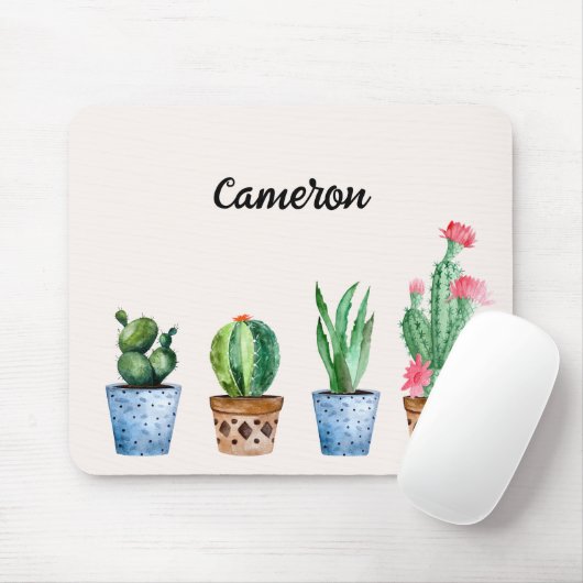 Boho Wasserfarbe gepotted Cactus & Succulents Cust Mousepad (Mit Mouse)