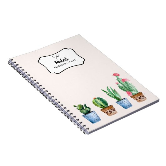 Boho Wasserfarbe gepotted Cactus & Succulents Cust Notizblock (Rechte Seite)
