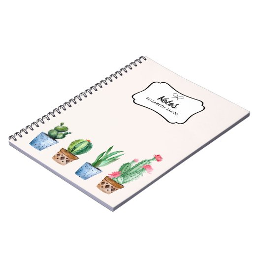 Boho Wasserfarbe gepotted Cactus & Succulents Cust Notizblock (Linke Seite)