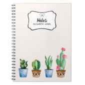 Boho Wasserfarbe gepotted Cactus & Succulents Cust Notizblock (Vorderseite)