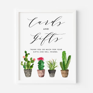 Boho Wasserfarbe gepottete Kakteen Karten und Gesc Poster