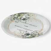 Boho-Wasserfarbe-Grün-Personalisierter-Hochzeits-T Pappteller (Schrägansicht)