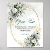 Boho-Wasserfarbe-Grünpflanzen-Open-Bar-8x10-Schild Poster (Vorne)