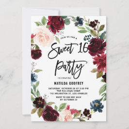 Boho Wasserfarbe Herbst Blumenreath Süße 16 Einladung