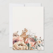 Boho Wasserfarbe Herbst Blumenstrauß Babydusche Einladung (Rückseite)