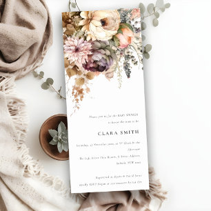 Boho Wasserfarbe Herbst Blumenstrauß Babydusche Einladung