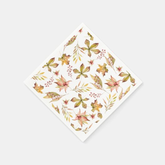 Boho Wasserfarbe Herbst Botanisches Muster Party Serviette (Ecke)