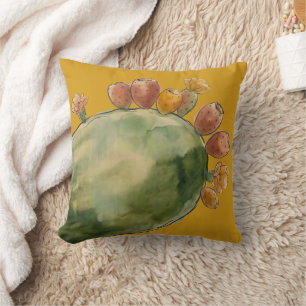 Boho-Wasserfarbe Kaktusfeigenfrucht  Kissen