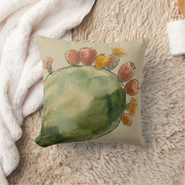 Boho-Wasserfarbe Kaktusfeigenfrucht  Kissen