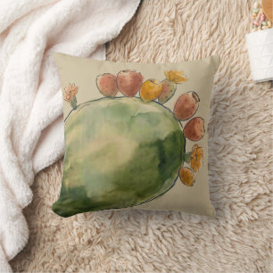 Boho-Wasserfarbe Kaktusfeigenfrucht Kissen