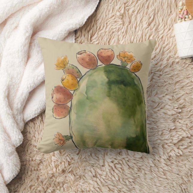 Boho-Wasserfarbe Kaktusfeigenfrucht  Kissen (Decke)