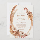 Boho-Wasserfarbe-Kranz Elegante QR-Code-Hochzeit Einladung (Vorderseite)