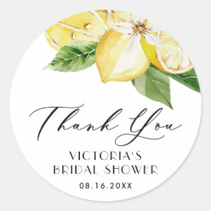 Boho-Wasserfarbe-Limonen-Hochzeitsdusche-Dankeschö Runder Aufkleber