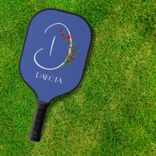 Boho-Wasserfarbe-Monogrammbuchstabe D Pickleball Schläger