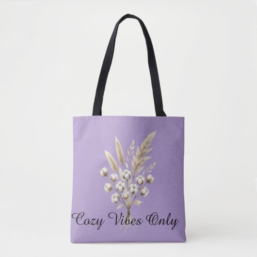 Boho-Wasserfarbe Pampasgras und Baumwollblumen-Sof Tasche (Vorderseite)