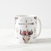Boho Wasserfarbe: Pfeile, Schädelmuster. Kaffeetasse (VorderseiteRechts)