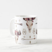Boho Wasserfarbe: Pfeile, Schädelmuster. Kaffeetasse (Vorderseite Links)