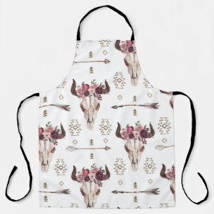 Boho Wasserfarbe: Pfeile, Schädelmuster. Schürze
