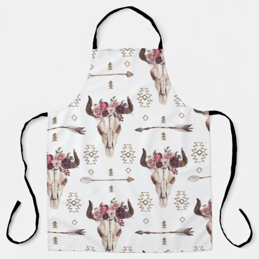 Boho Wasserfarbe: Pfeile, Schädelmuster. Schürze (Vorderseite)