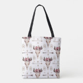 Boho Wasserfarbe: Pfeile, Schädelmuster. Tasche (Rückseite)