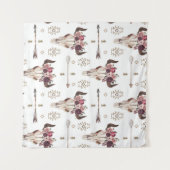 Boho Wasserfarbe: Pfeile, Schädelmuster. Wandteppich (Vorderseite (Horizontal))