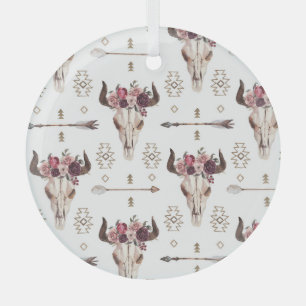 Boho-Wasserfarbe: Pfeile, Totenkopfmuster. Ornament Aus Glas