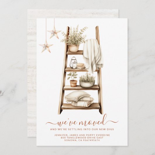 Boho Wasserfarbe Pflanze Shelf Moving Ankündigung (Vorne/Hinten)