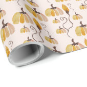 Boho Wasserfarbe Pumpkin Muster in orangefarbenem Geschenkpapier (Rolleneckpunkt)
