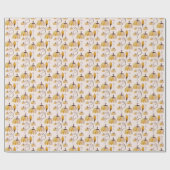 Boho Wasserfarbe Pumpkin Muster in orangefarbenem Geschenkpapier (Flach)