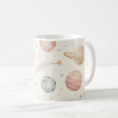 Boho-Wasserfarbe Raum & Planeten nahtloses Muster Kaffeetasse (VorderseiteRechts)